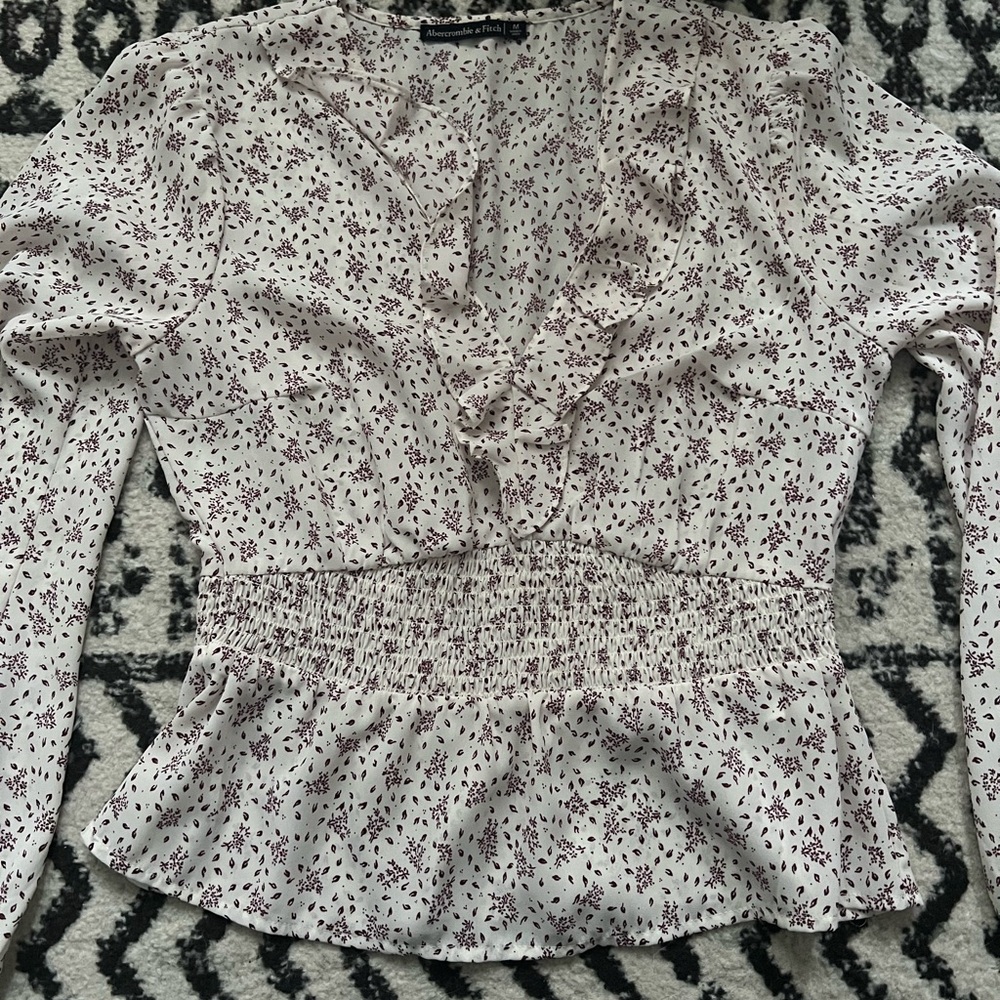 Abercrombie & Fitch Cream and Purple Blouse
